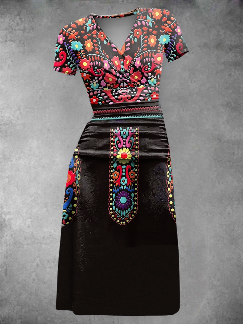 México Cinco De Mayo Arte Floral Impreso Vestido de las mujeres