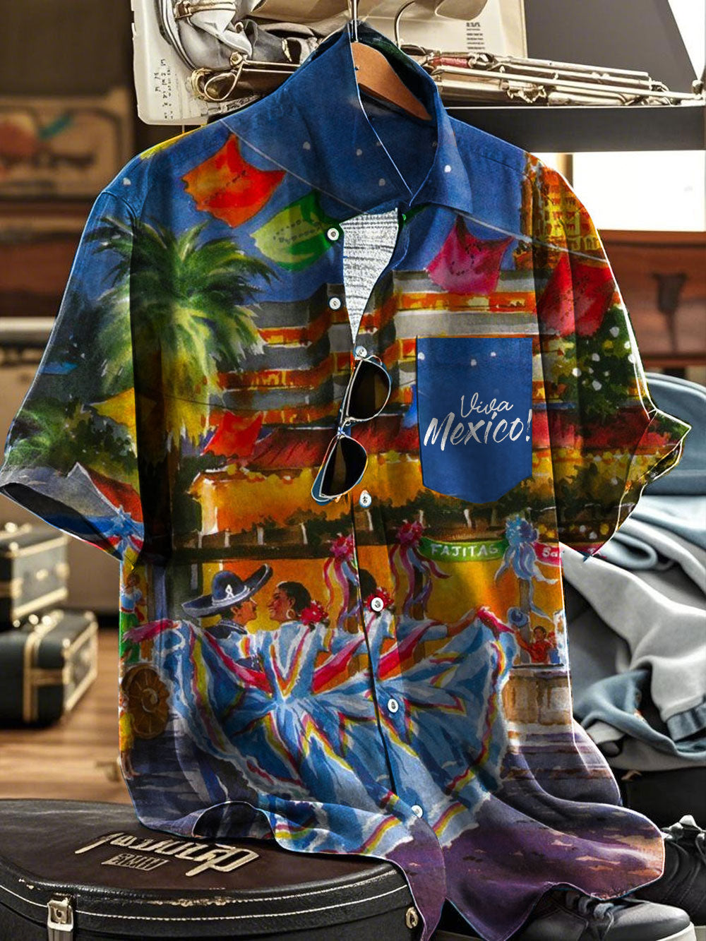 Camisa estampada mexicana Festival Viva Cinco De Mayo para hombre