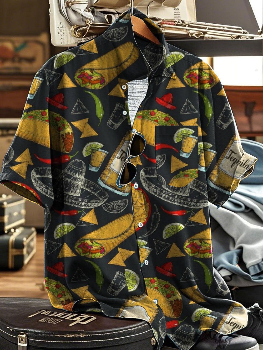 Camisa estampada mexicana Festival Viva Cinco De Mayo para hombre