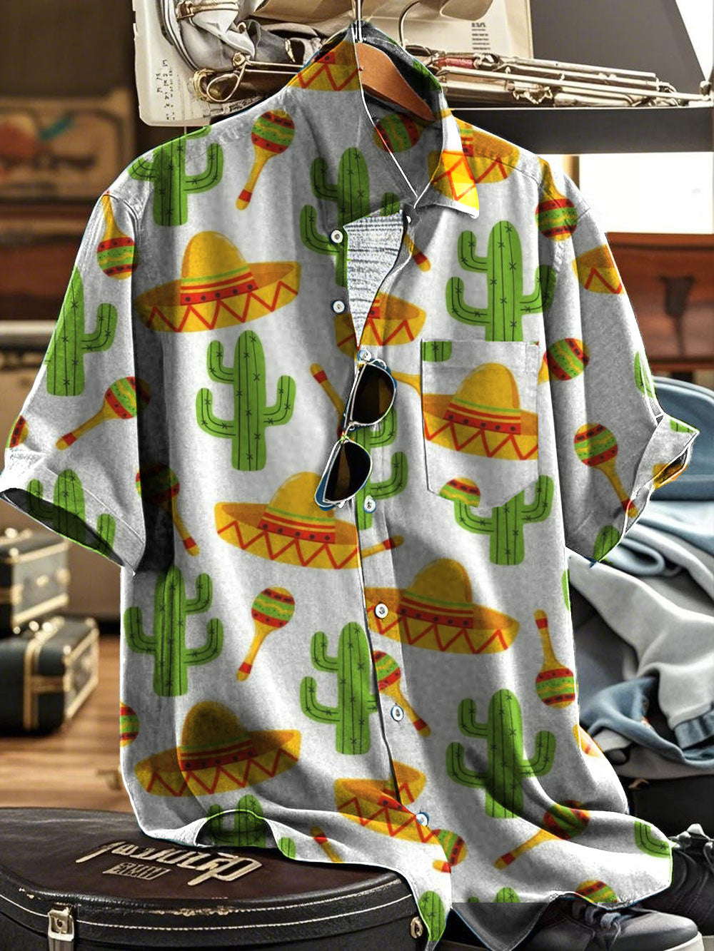 Camisa estampada mexicana Festival Viva Cinco De Mayo para hombre