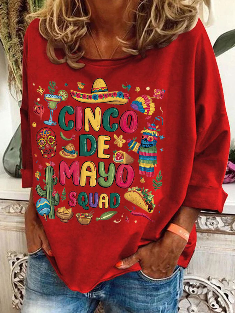 Top con estampado de arte floral de México Cinco de Mayo para mujer