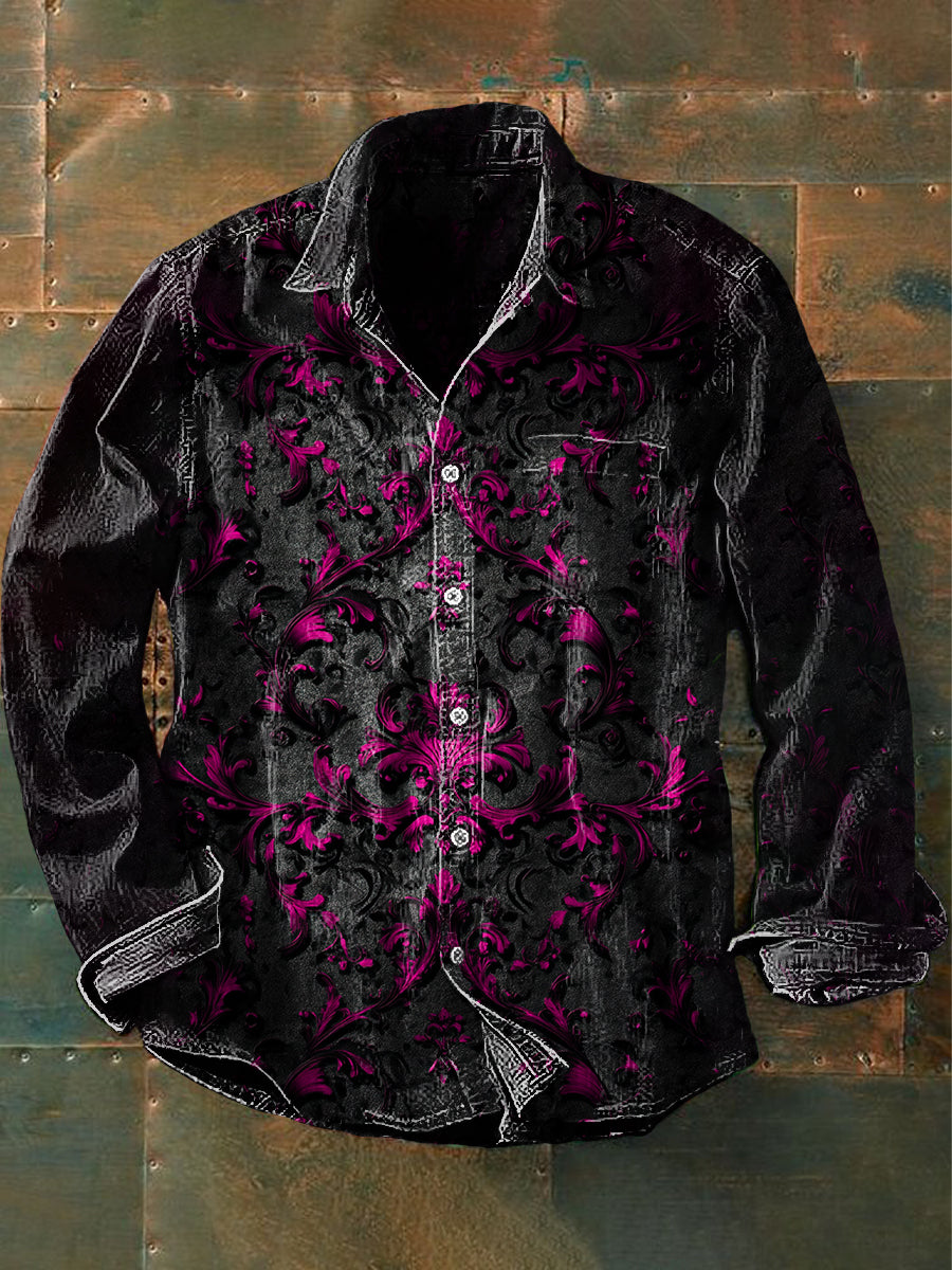 Unisex Hombres Retro Impresión Gráfica Casual Manga Larga Camisa