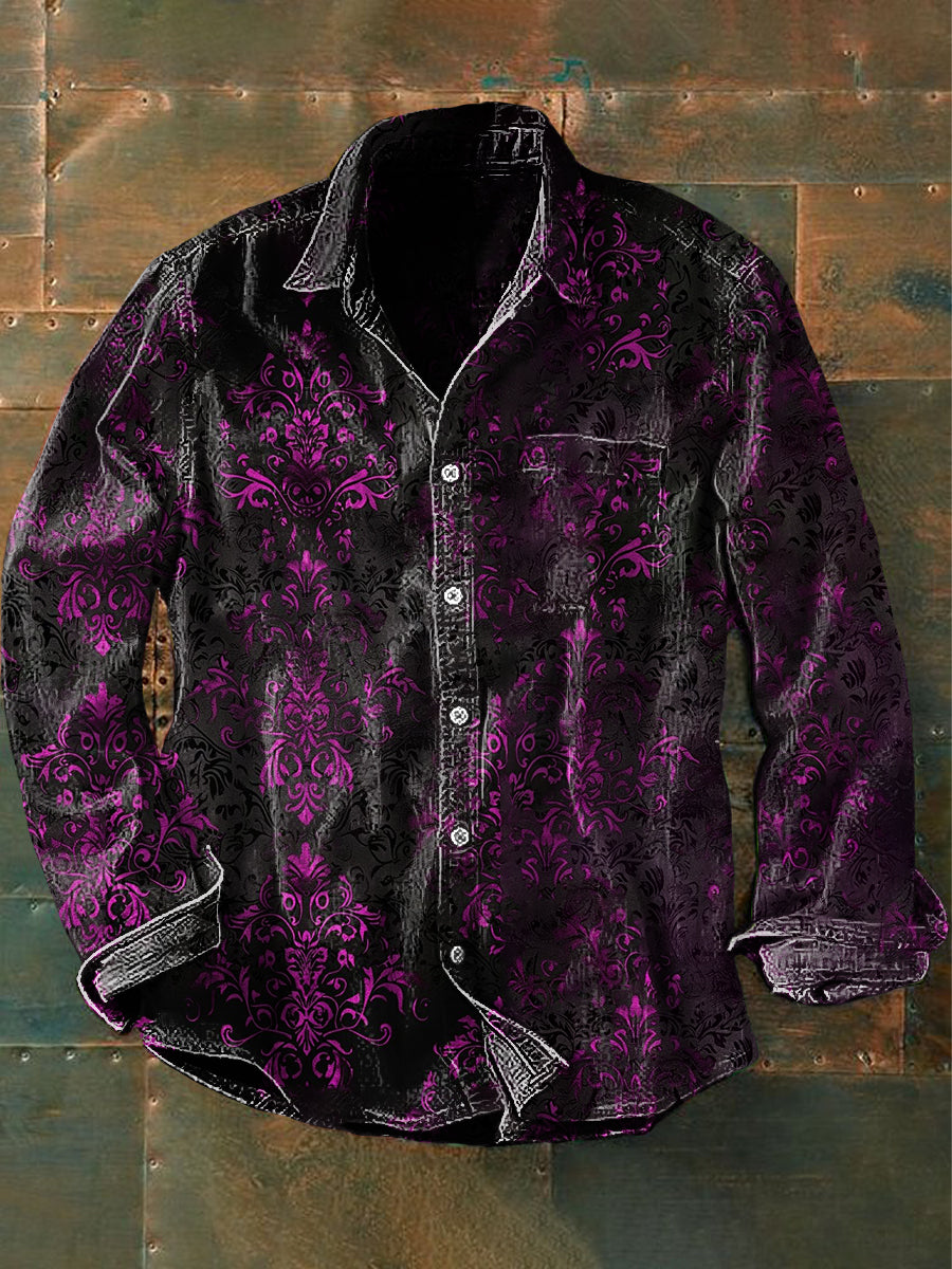 Unisex Hombres Retro Impresión Gráfica Casual Manga Larga Camisa