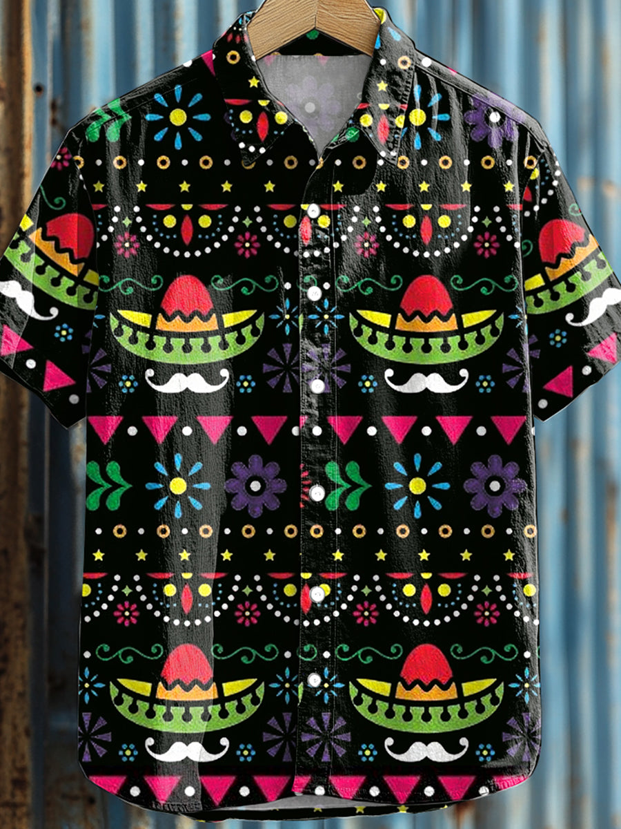 Camisa casual con estampado de Cinco de Mayo para hombre