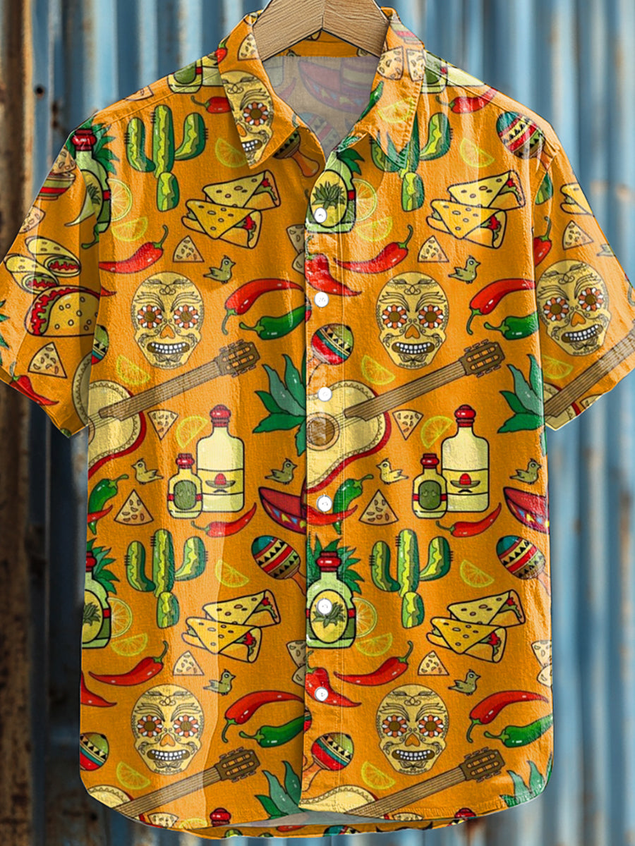 Camisa casual con estampado de Cinco de Mayo para hombre