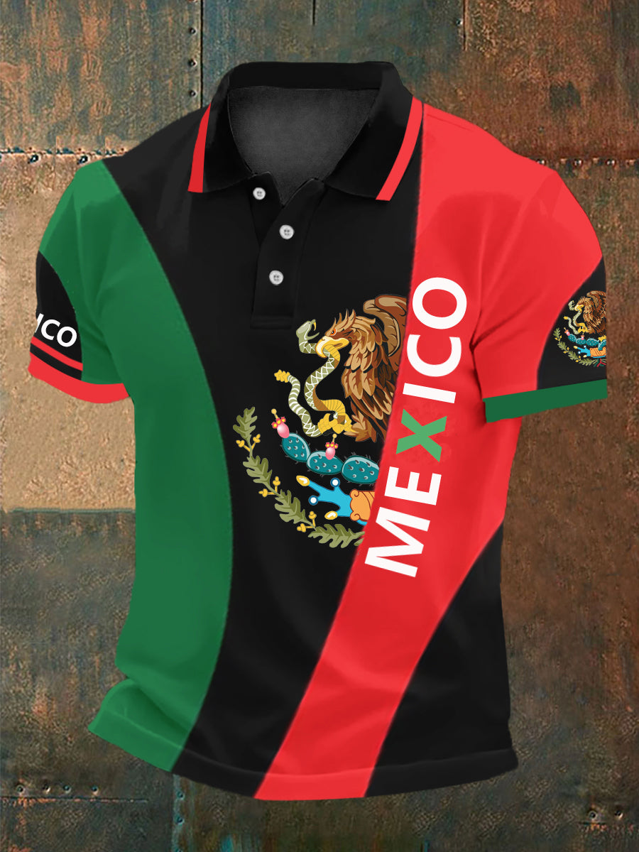 El emblema nacional mexicano de los hombres personalizó el polo de manga corta ocasional de los deportes