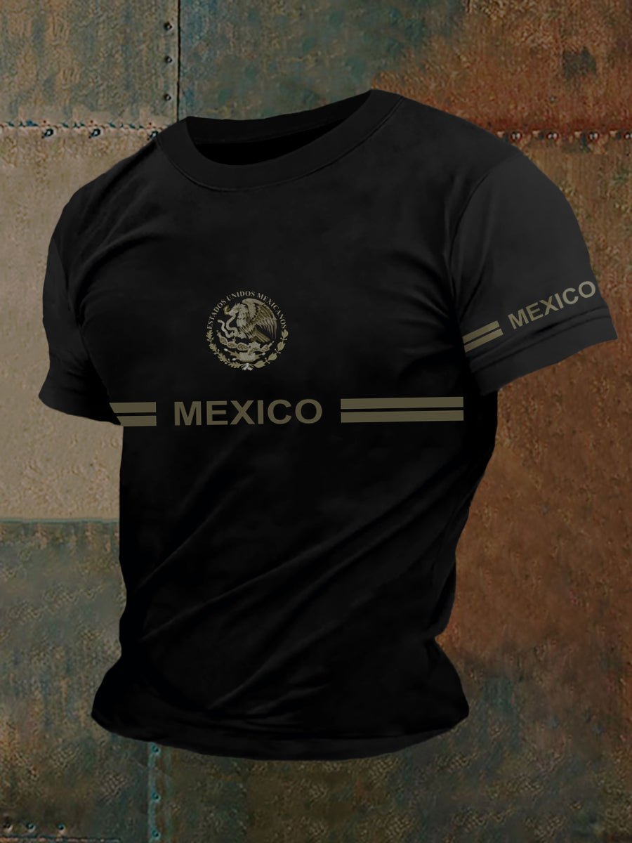 Hombres Jersey mexicano Azteca Imprimir Deportes Casual Top de manga corta