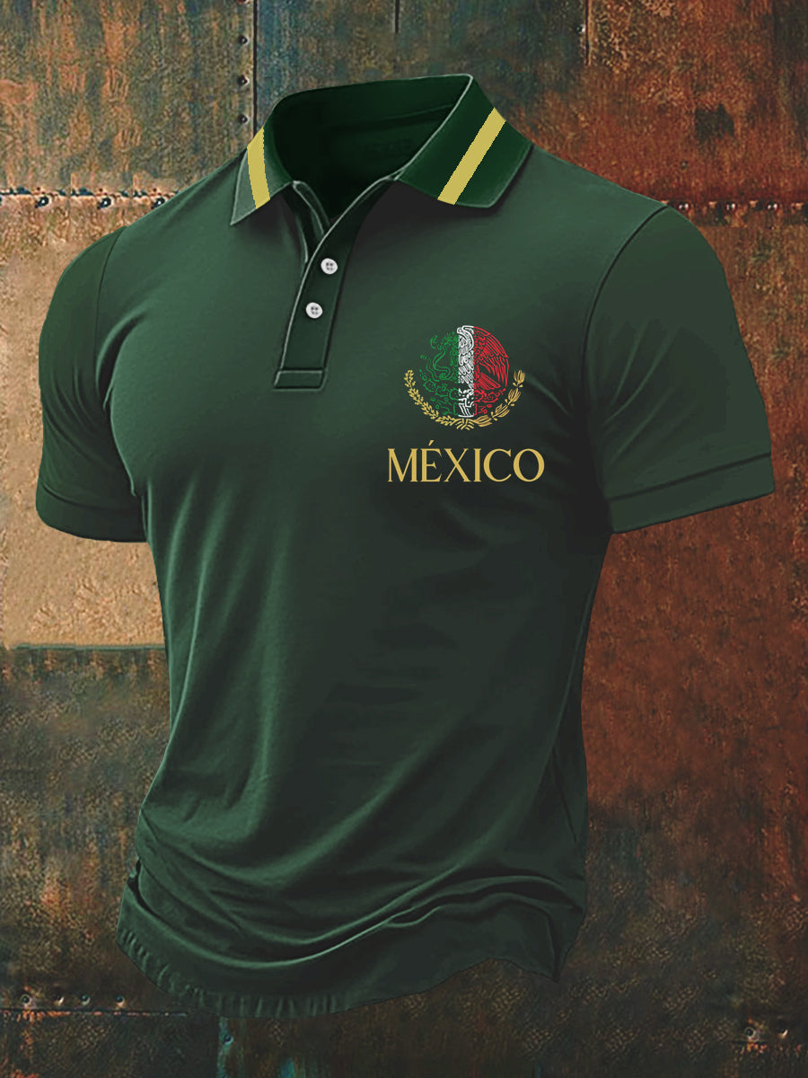 Camisa de manga corta con insignia de México del Cinco de Mayo para hombre