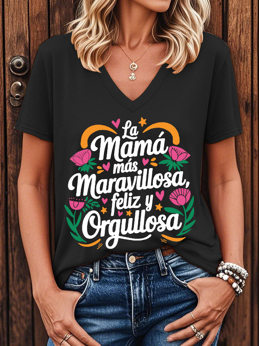 Camiseta floral de manga corta para mujer La mejor mamá del mundo