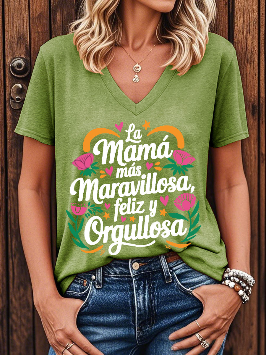Camiseta floral de manga corta para mujer La mejor mamá del mundo
