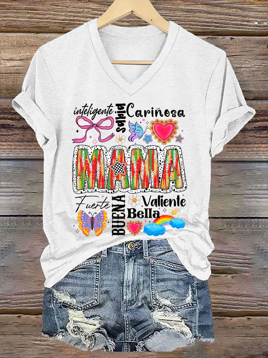 Camiseta floral de manga corta para mujer La mejor mamá del mundo