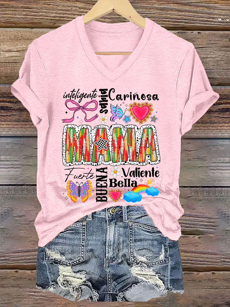 Camiseta floral de manga corta para mujer La mejor mamá del mundo
