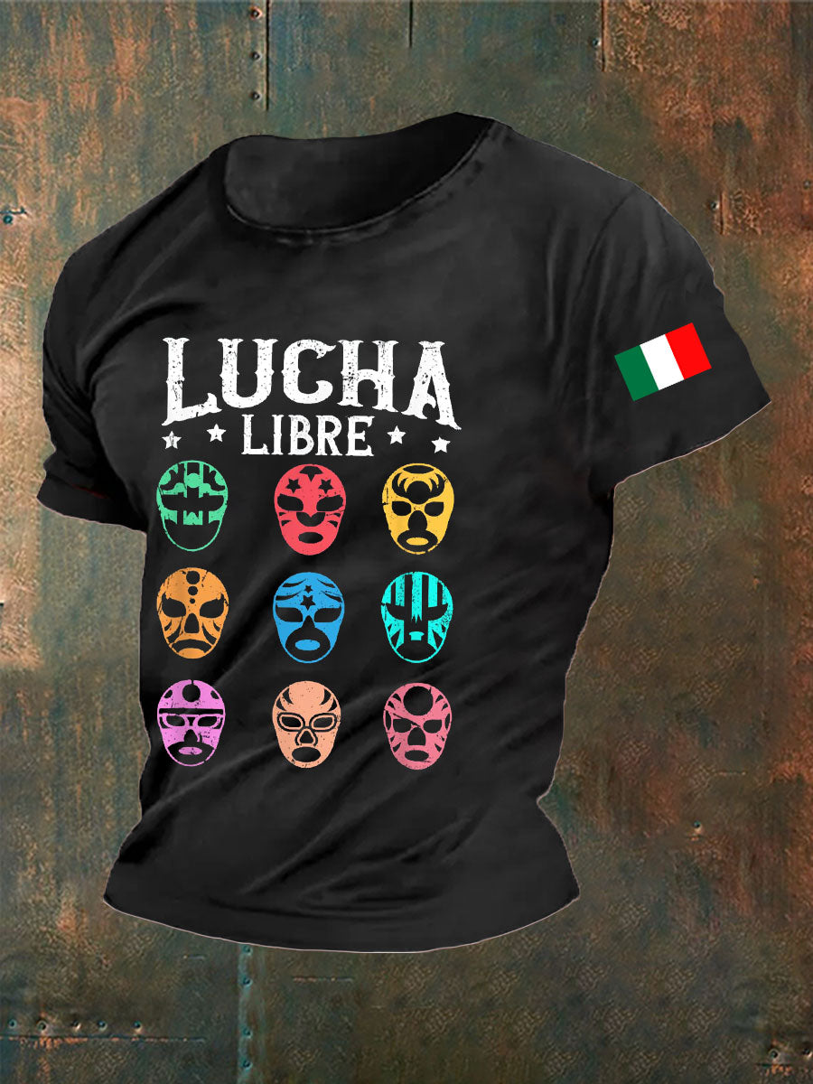 Camiseta con estampado de máscara de lucha libre mexicana Fiesta Cinco de Mayo para hombre