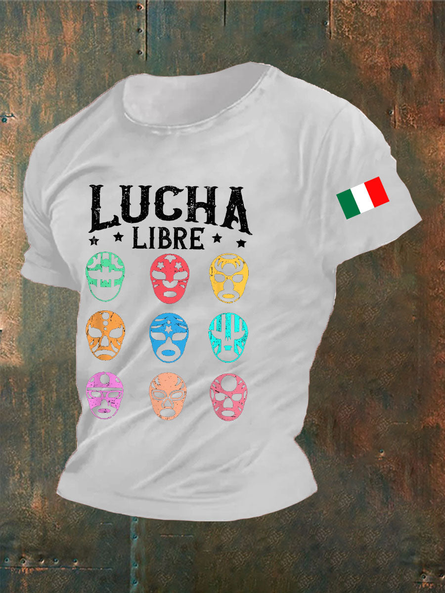 Camiseta con estampado de máscara de lucha libre mexicana Fiesta Cinco de Mayo para hombre