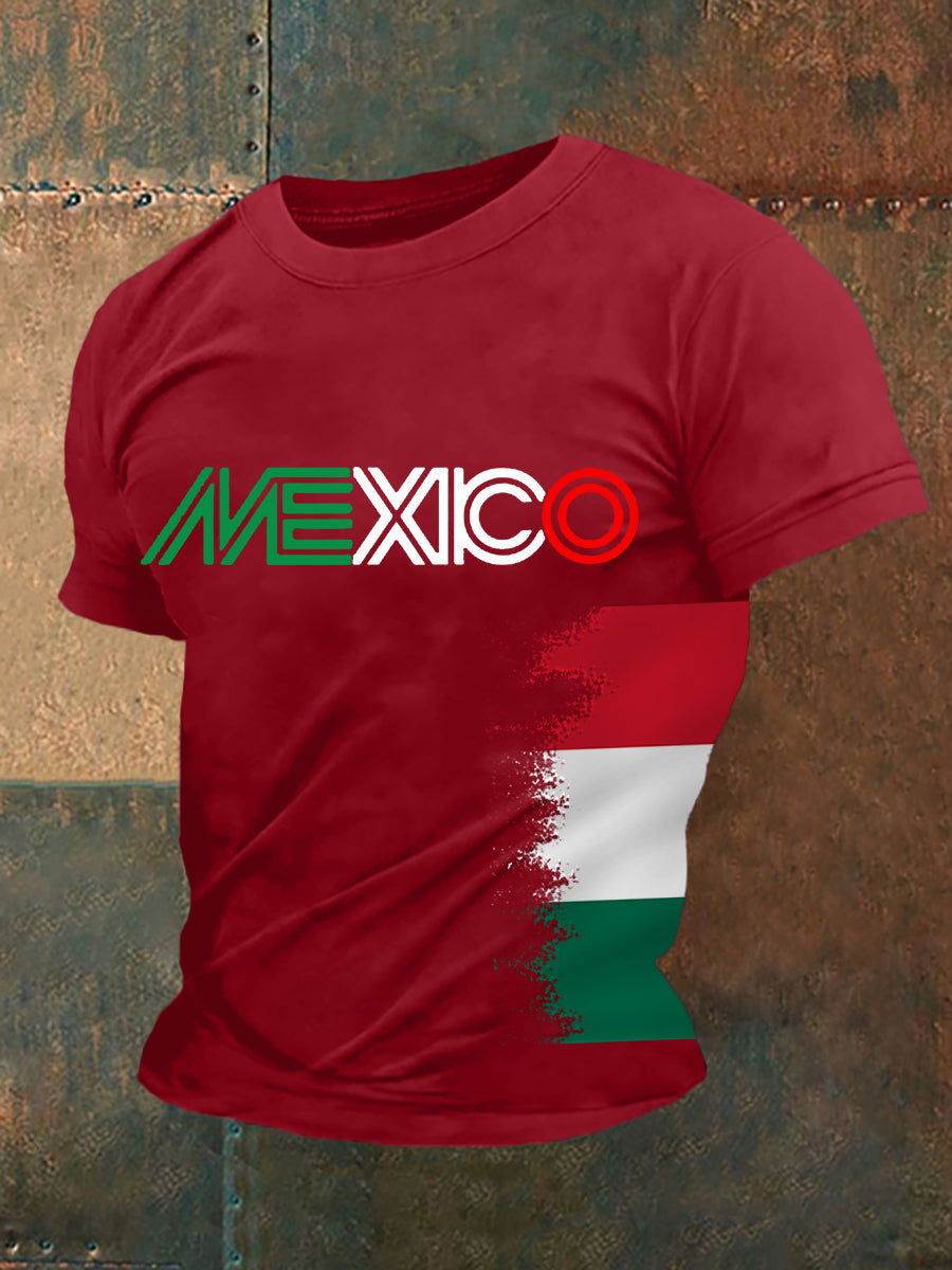 Mexico Falg Print Casual Tee para hombre