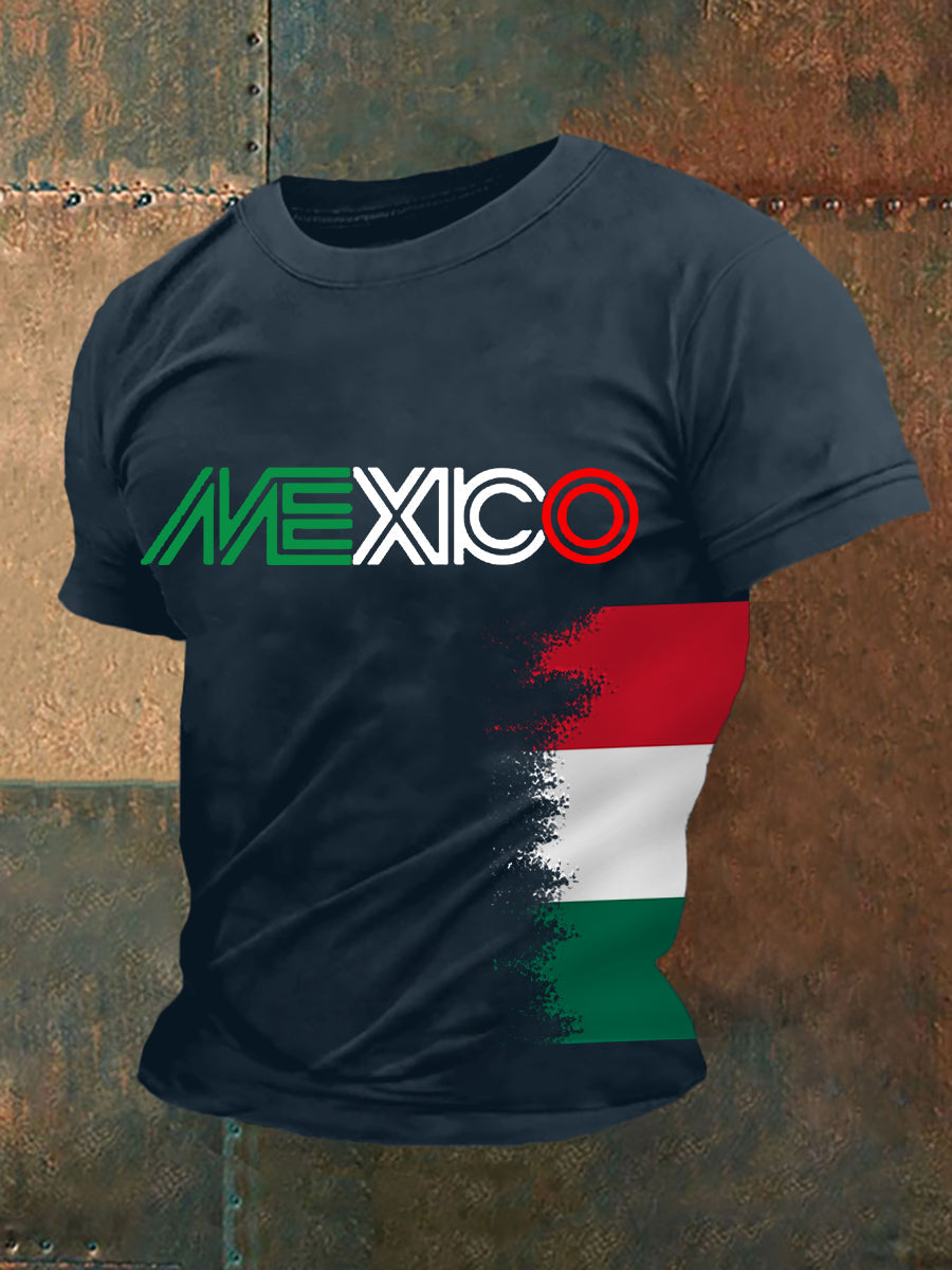 Mexico Falg Print Casual Tee para hombre