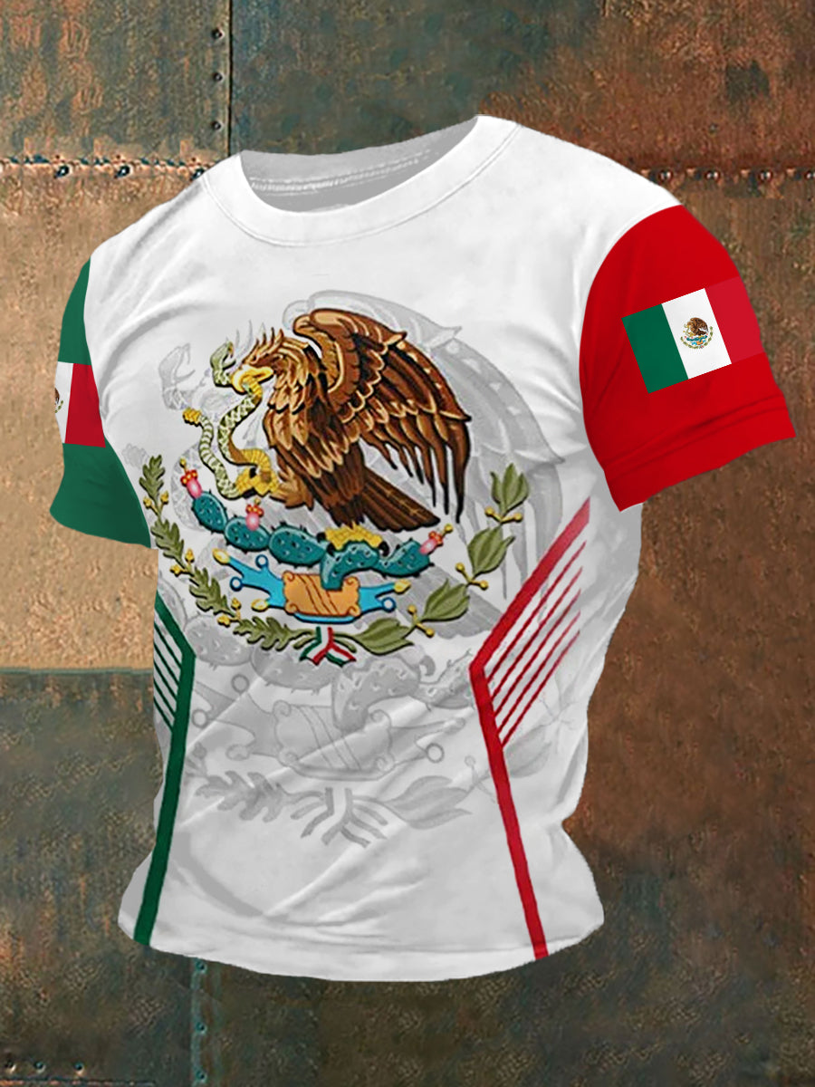 Mexico Falg Print Casual Tee para hombre