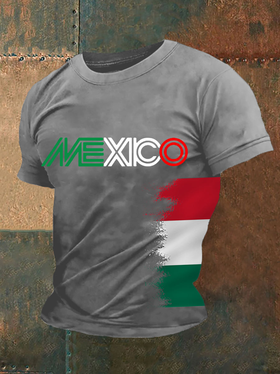 Mexico Falg Print Casual Tee para hombre