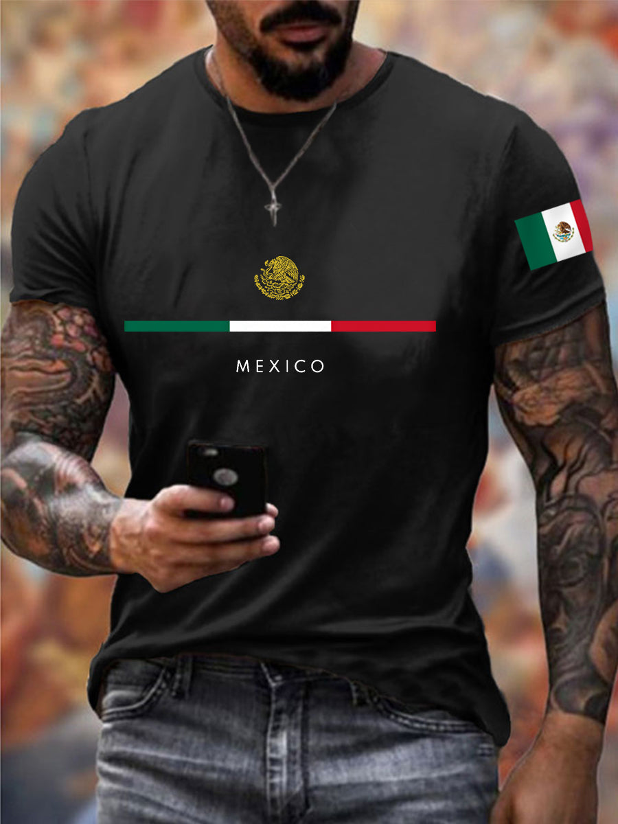 Mexico Falg Print Casual Tee para hombre