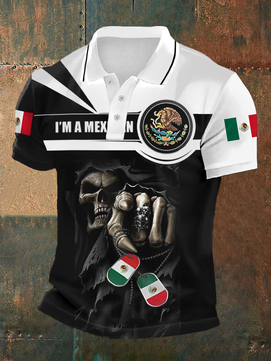 Hombre I'm A Mexican Mexico Flag Print Casual Polo