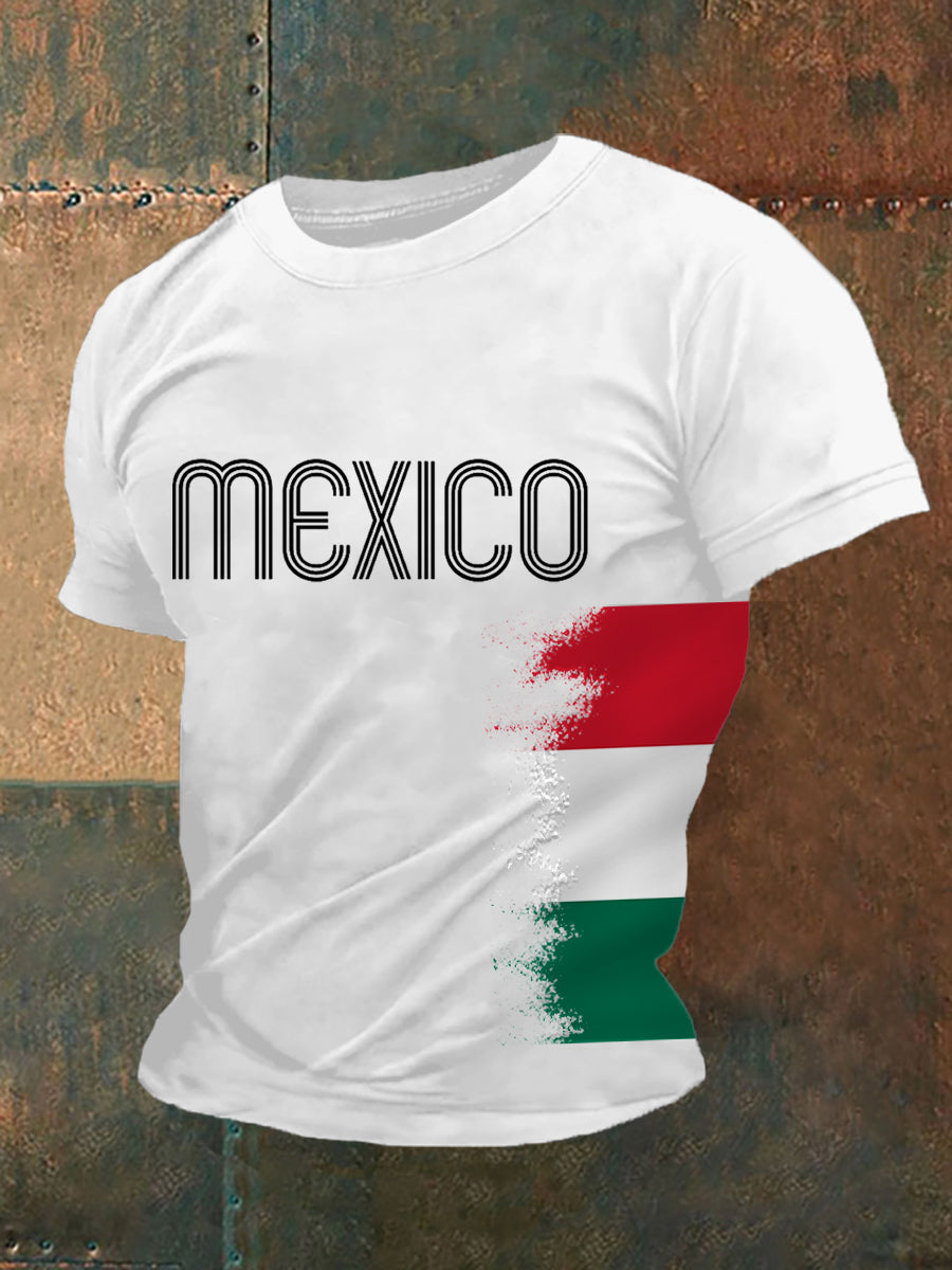 Mexico Falg Print Casual Tee para hombre