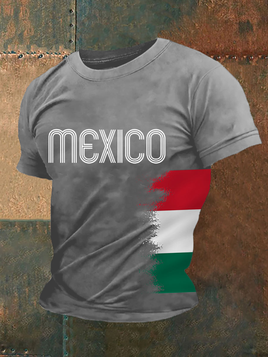 Mexico Falg Print Casual Tee para hombre