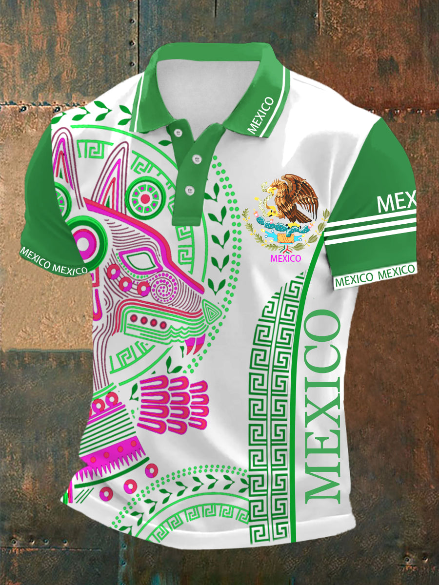 Camisa POLO de los deportes ocasionales de la impresión azteca de la cultura mexicana de los hombres