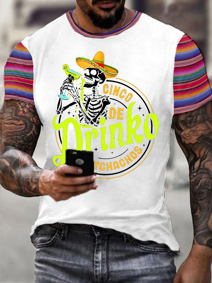 Camiseta estampada mexicana Fiesta Cinco De Mayo Drinko para hombre