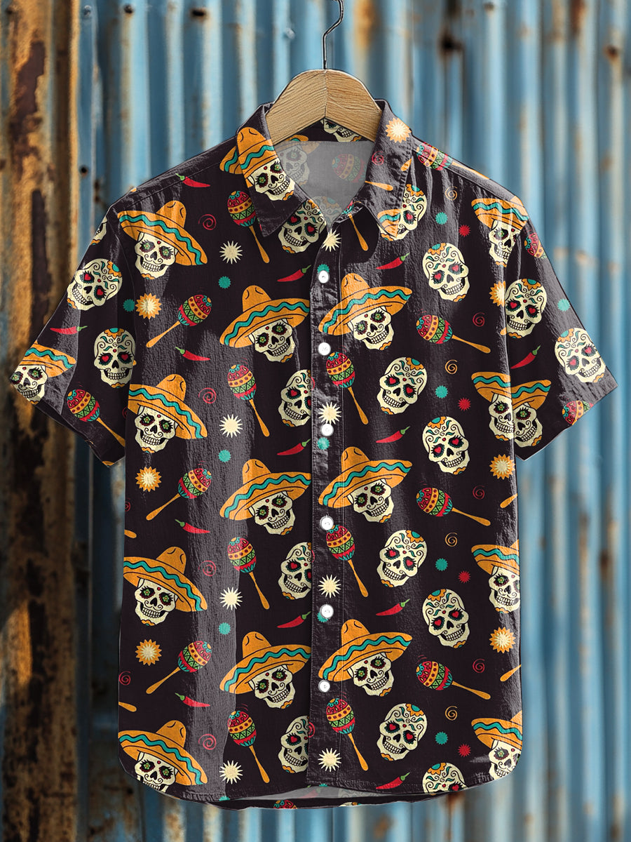 Camisa casual con estampado de Cinco de Mayo para hombre