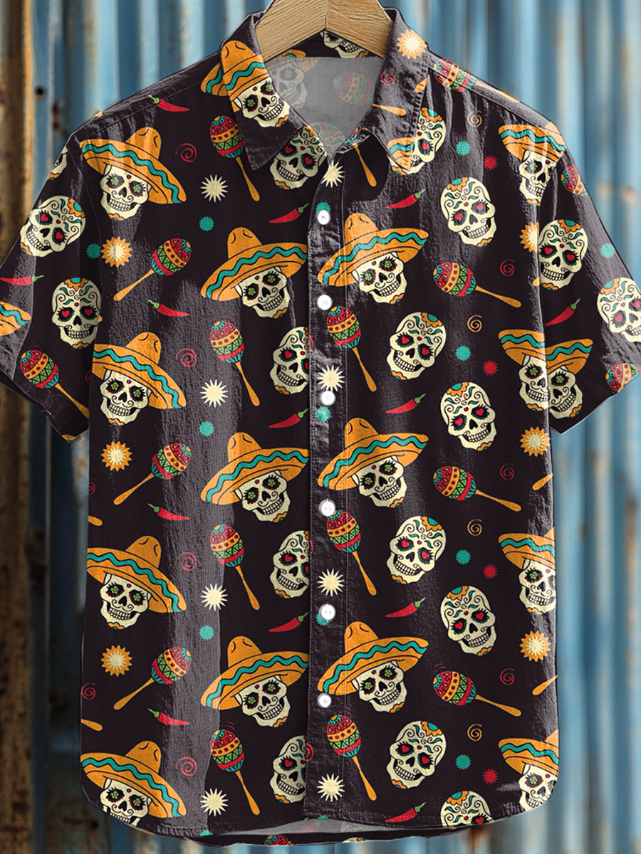 Camisa casual con estampado de Cinco de Mayo para hombre