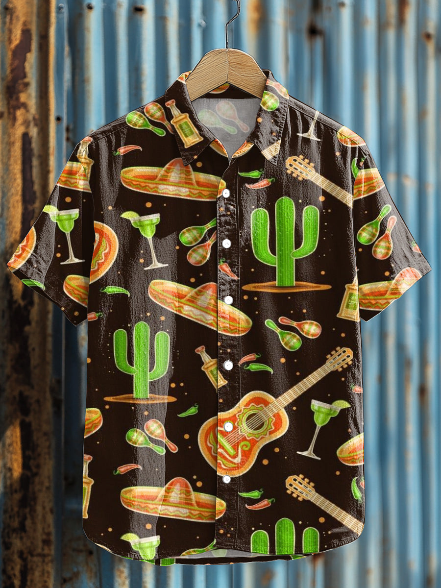 Camisa casual con estampado de Cinco de Mayo para hombre
