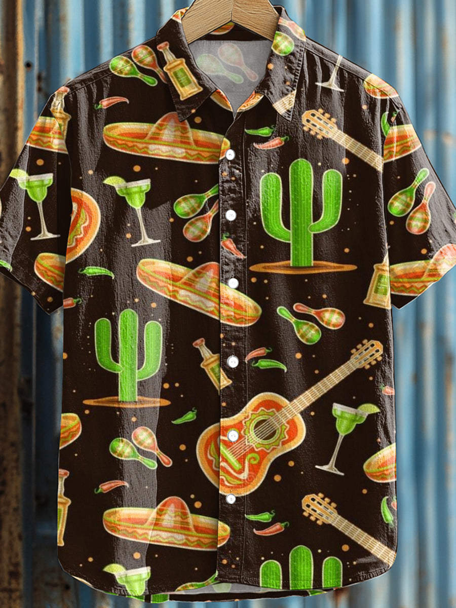 Camisa casual con estampado de Cinco de Mayo para hombre