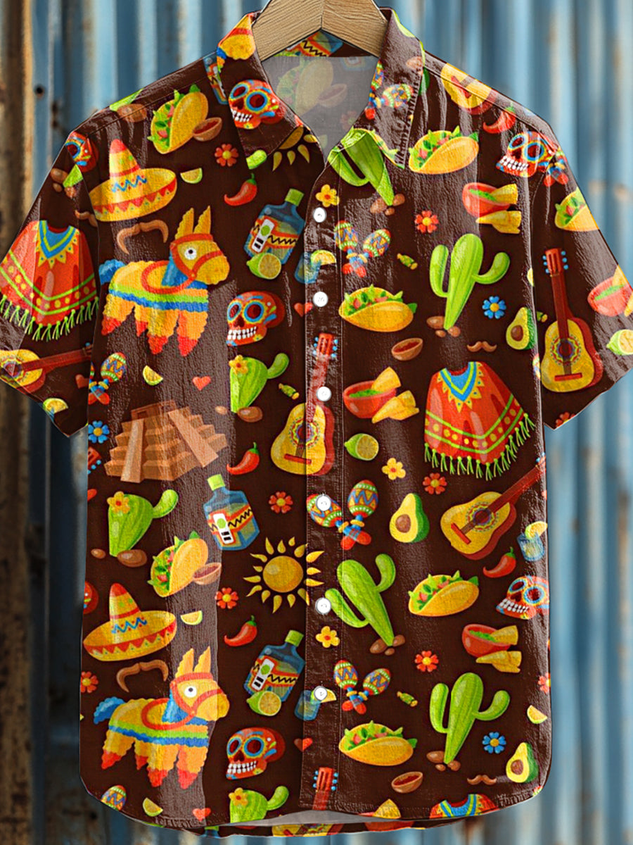 Camisa casual con estampado de Cinco de Mayo para hombre