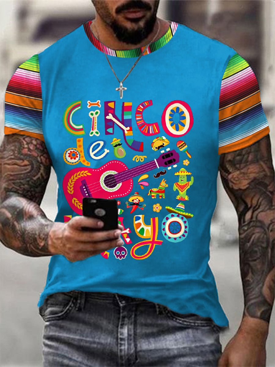 Camiseta casual estampada Cinco de Mayo para hombre