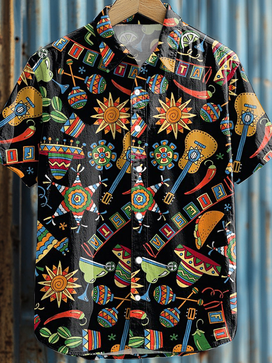 Camisa casual con estampado de Cinco de Mayo para hombre