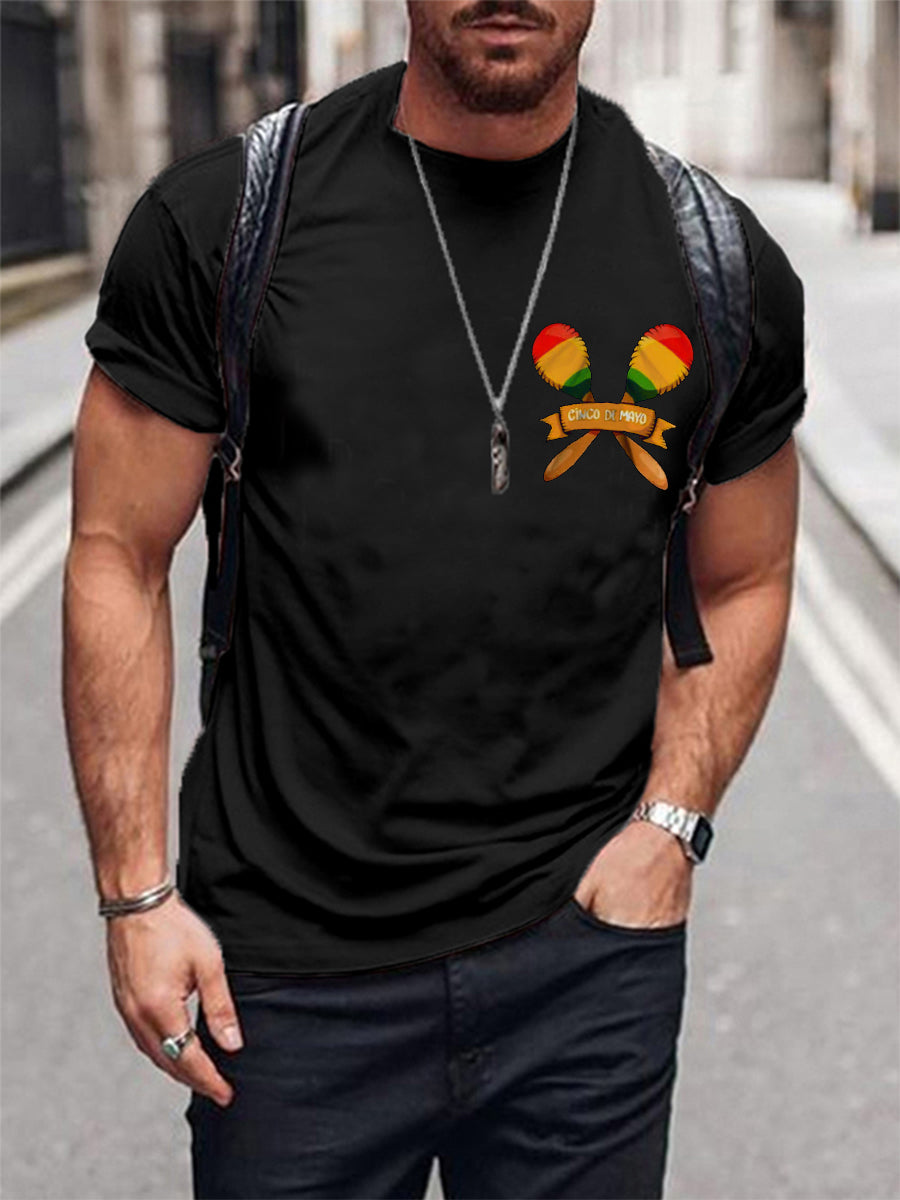 Camiseta casual estampada Cinco de Mayo para hombre