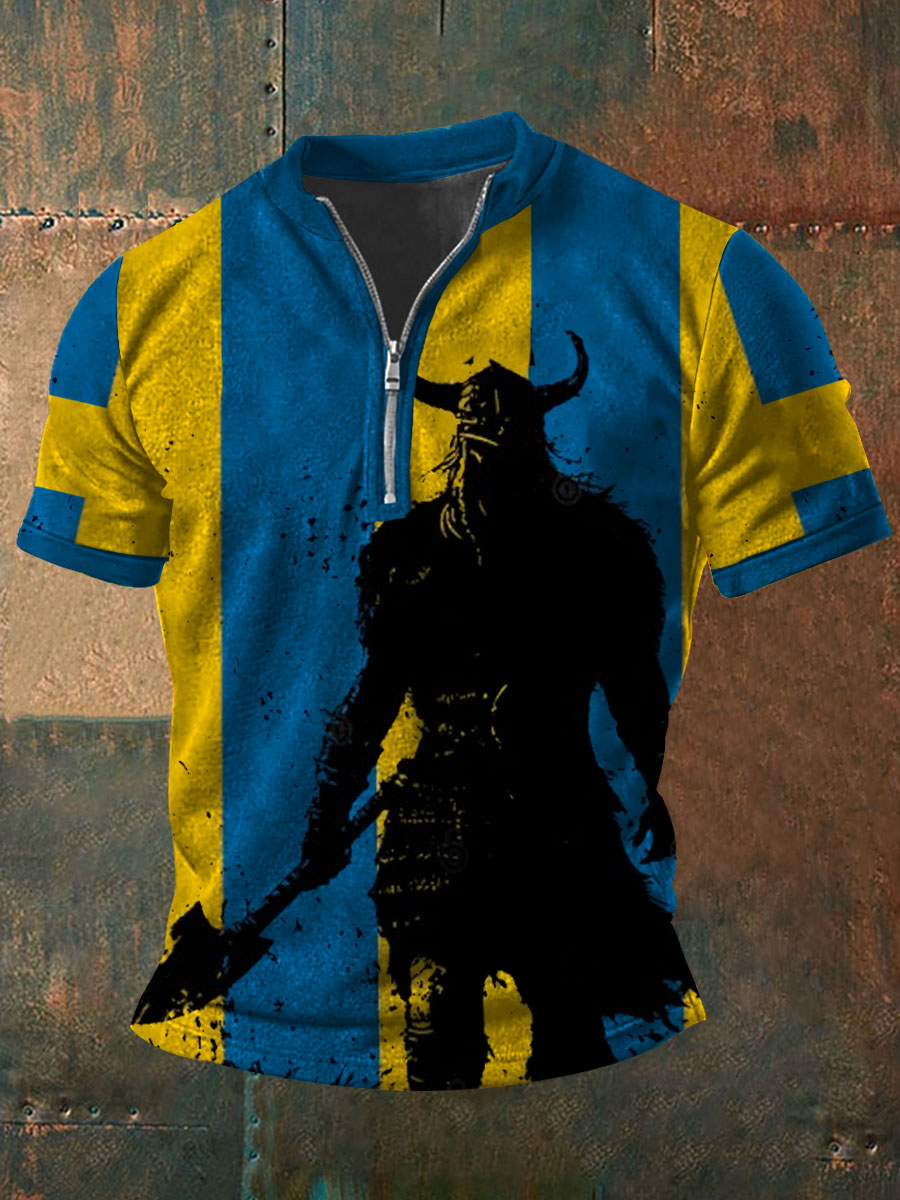 Sweden Viking Style Printed Top para hombre