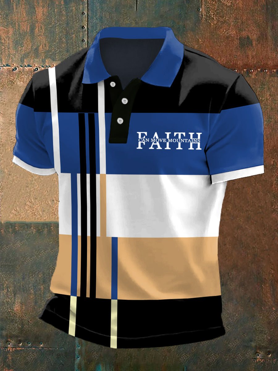 La fe de los hombres puede mover montañas Colorblock Imprimir Casual Polo