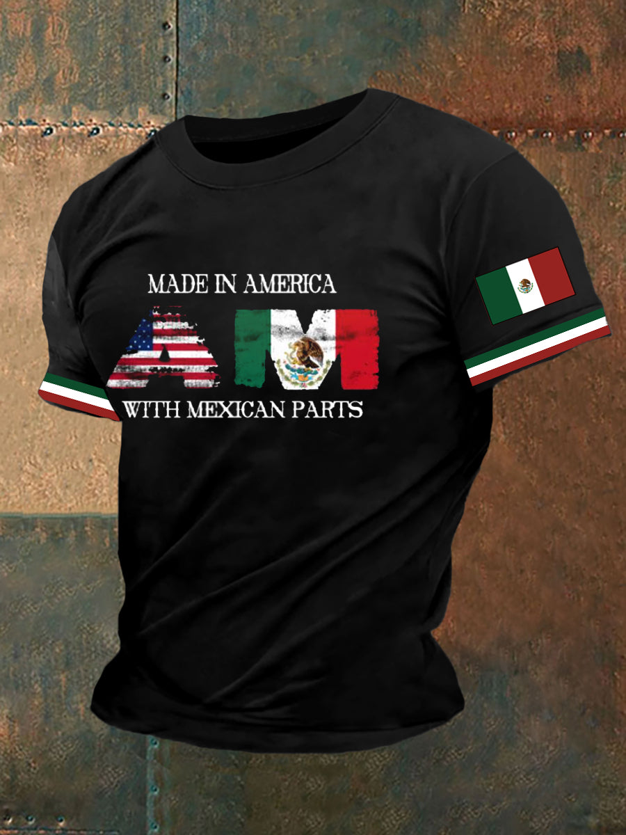 Camiseta con estampado de bandera mexicana para hombre
