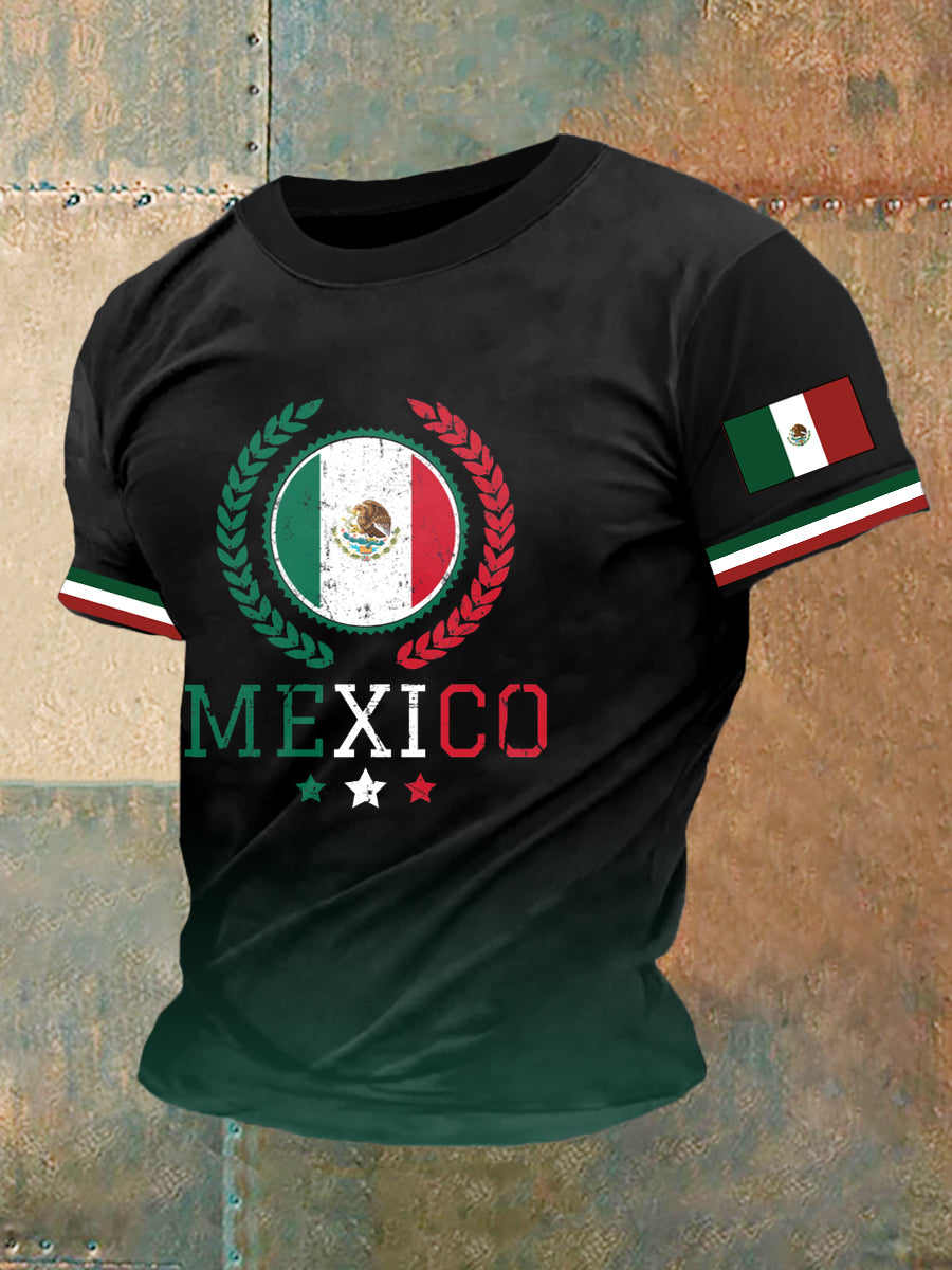 Camiseta con estampado de bandera mexicana para hombre