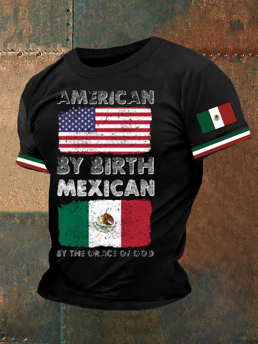 Camiseta con estampado de bandera mexicana para hombre