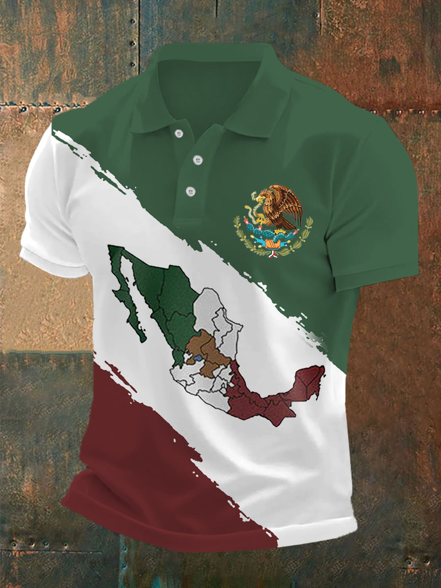 Top Casual con Estampado de Mapa de México para Hombre