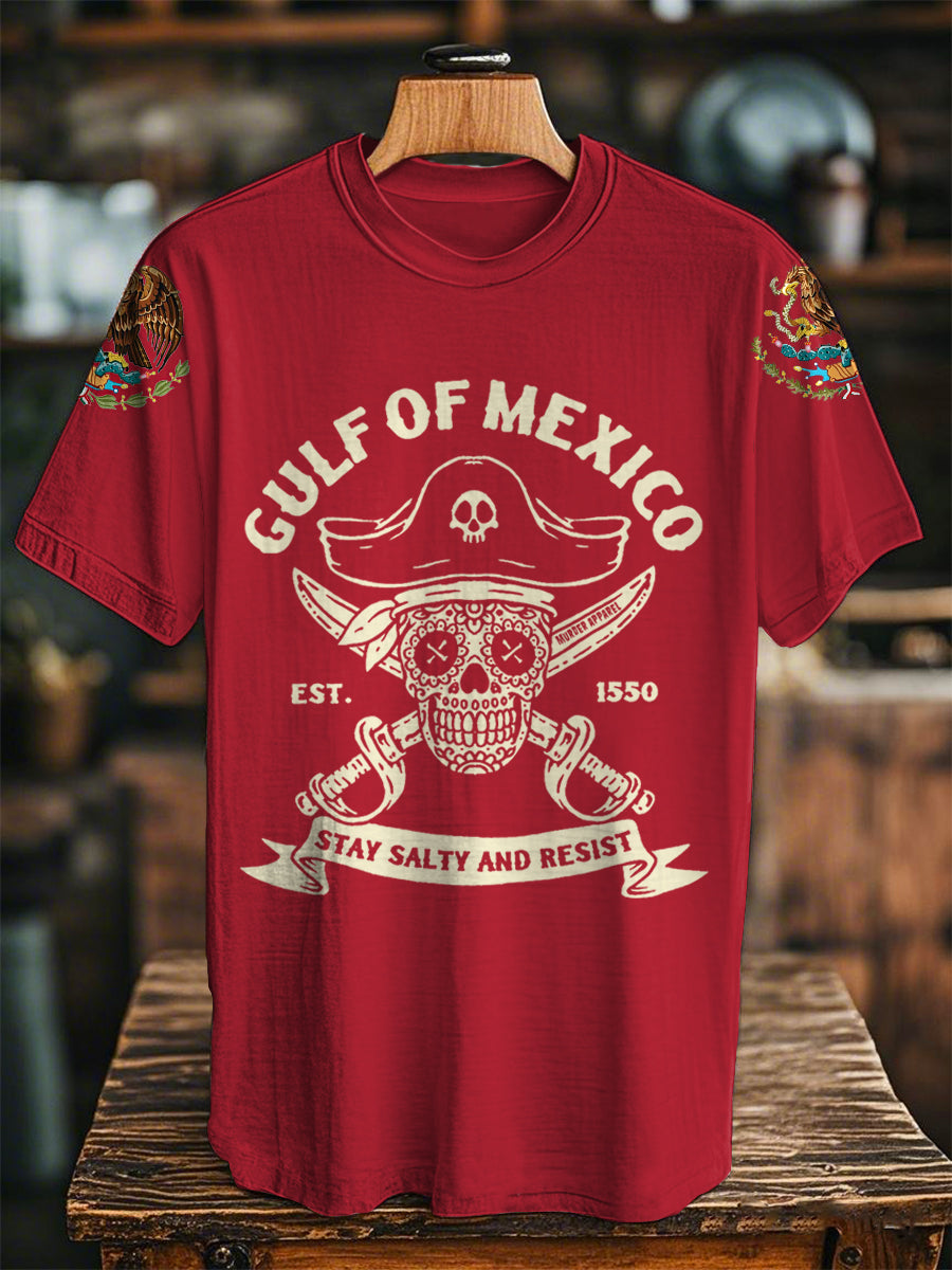 Pirata Golfo de México de los hombres estancia salado y resistir imprimir camiseta casual