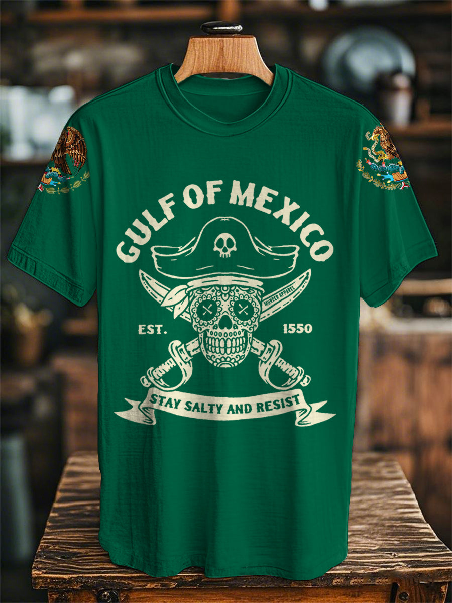 Pirata Golfo de México de los hombres estancia salado y resistir imprimir camiseta casual