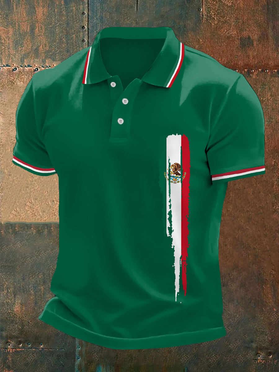 Top Casual con Estampado de Bandera Mexicana para Hombre