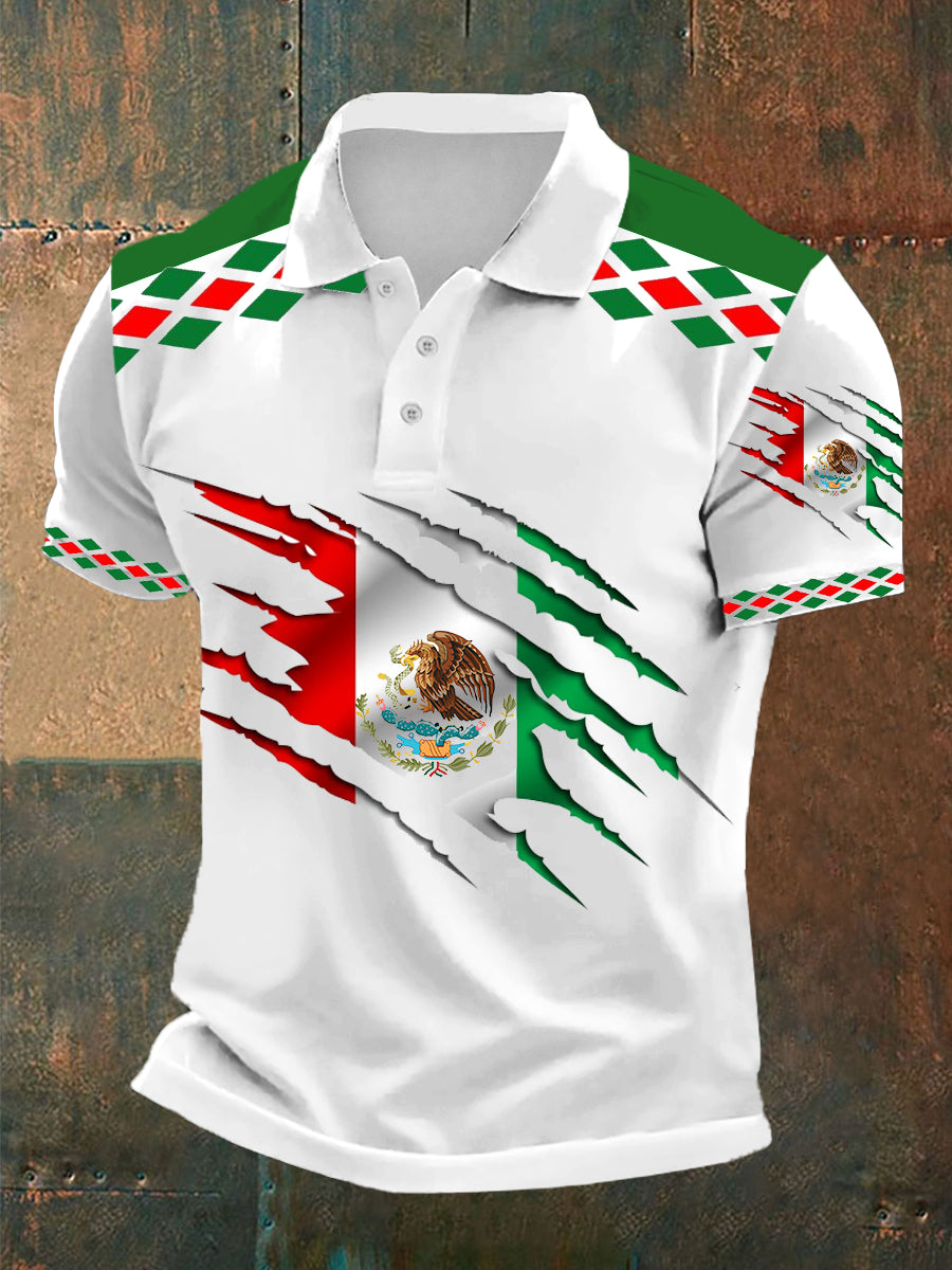 Bandera mexicana de los hombres 3D Impreso Casual Camisa