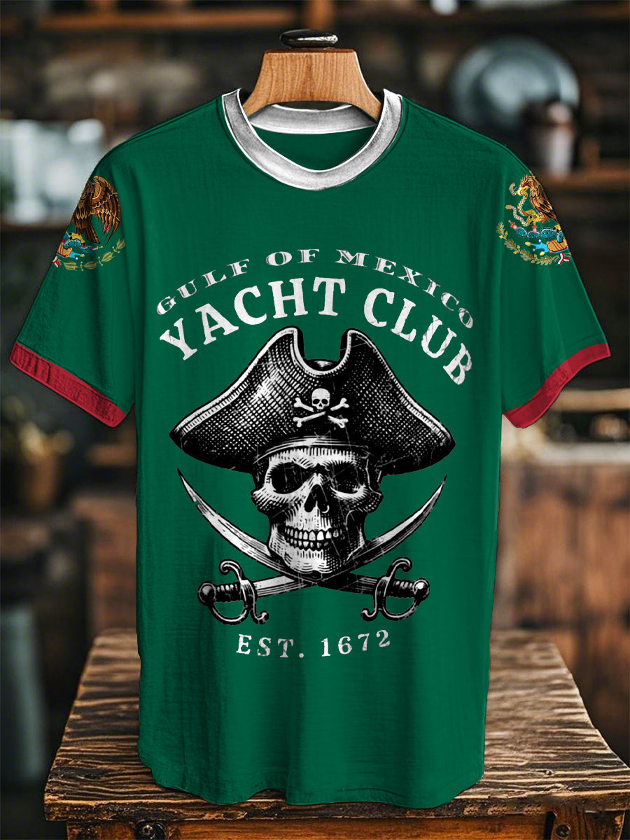 Los hombres del pirata Golfo de México Yacht Culb Est.1672 Imprimir Casual Tee