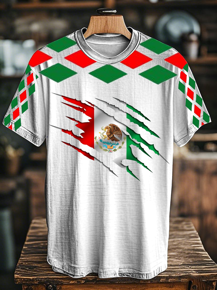 Camiseta casual impresa de la bandera mexicana 3D de los hombres