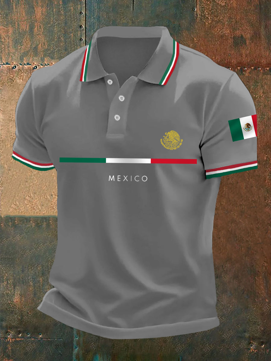 Top casual con estampado de bandera de México para hombre