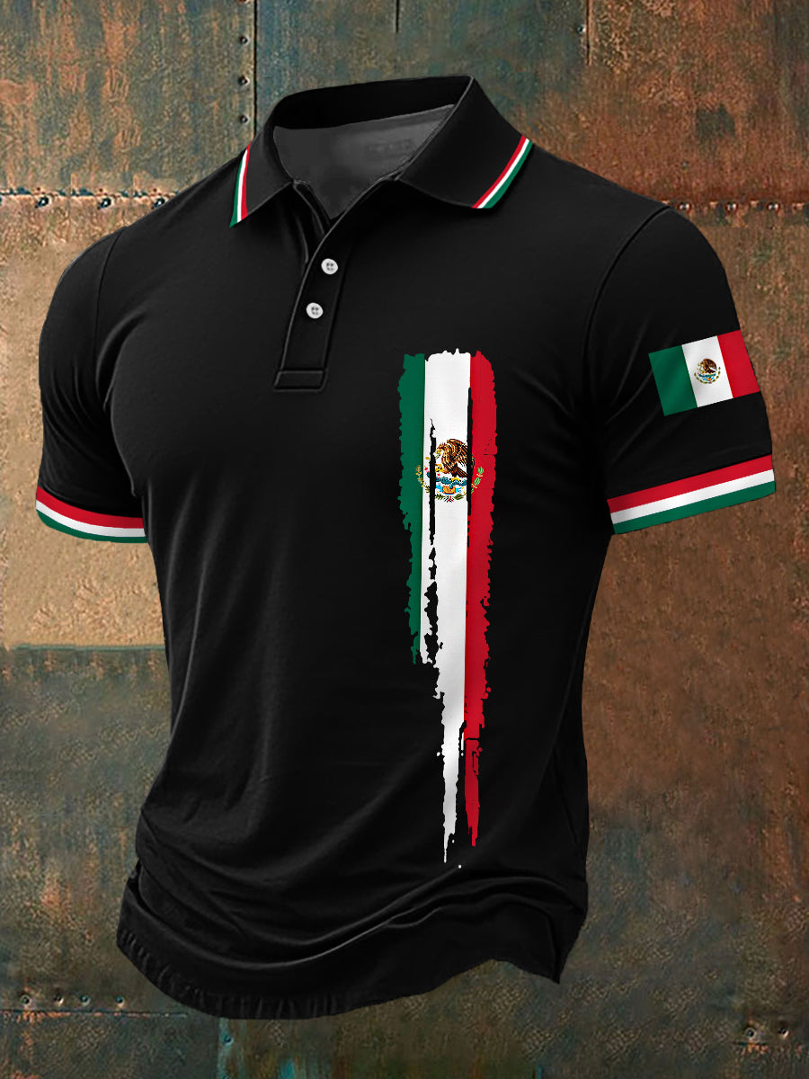 Top casual con estampado de bandera de México para hombre